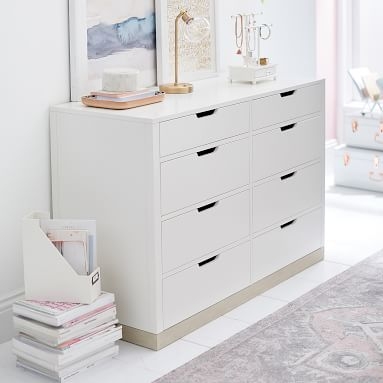 Rhys 8-Drawer Wide Dresser, Weathered White/Simply White - Image 1