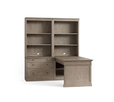 Livingston Peninsula Desk with 105" Bookcase Suite, Gray Wash - Image 2