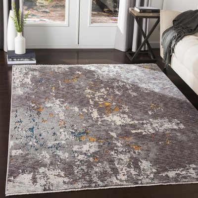 Mckeel Distressed Abstract Charcoal/Gray Area Rug - Image 0