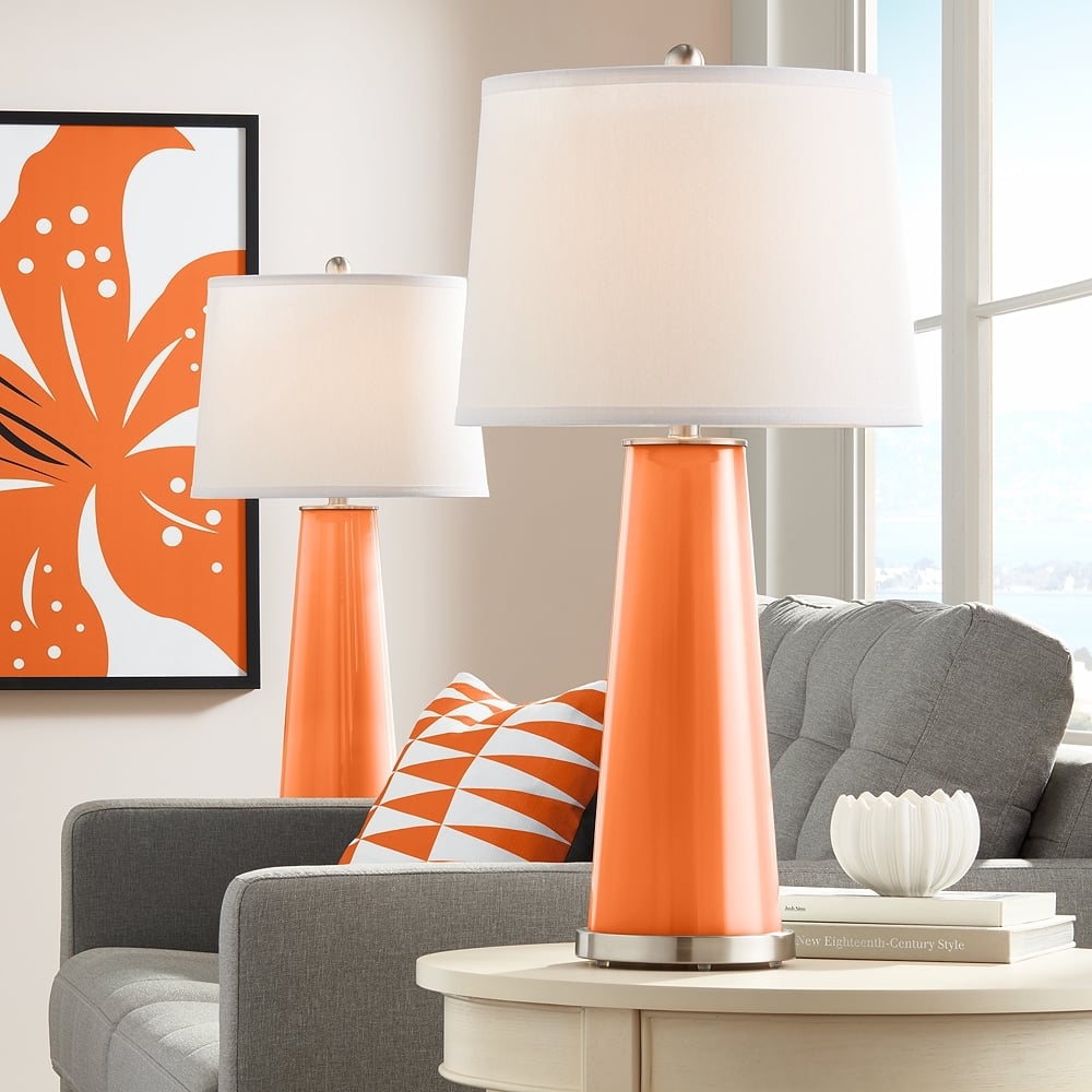 Color Plus Leo 29 1/2" Invigorate Orange Glass Table Lamps Set of 2 - Image 0