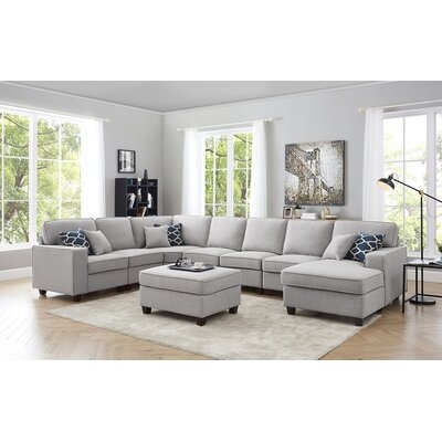 Nelms 149.5" Wide Right Hand Facing Corner Sectional with Ottoman - Image 0