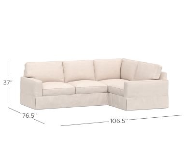 PB Comfort Square Arm Slipcovered Right Arm 3-Piece Corner Sectional, Box Edge, Memory Foam Cushions, Brushed Crossweave Natural - Image 2