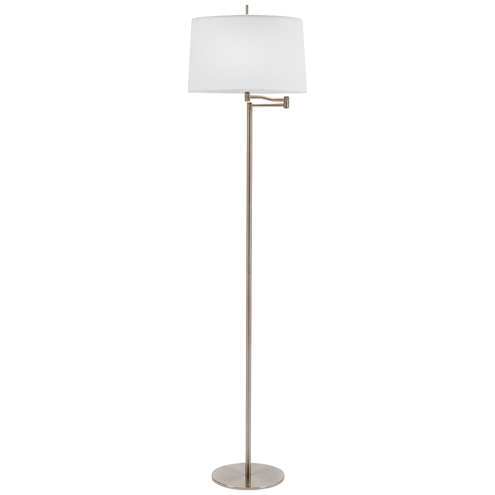 Enola Brushed Steel Swing Arm Floor Lamp - Style # 1H330 - Image 0