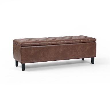 Jay Tufted Leather Storage Bench, Tobacco - Image 0