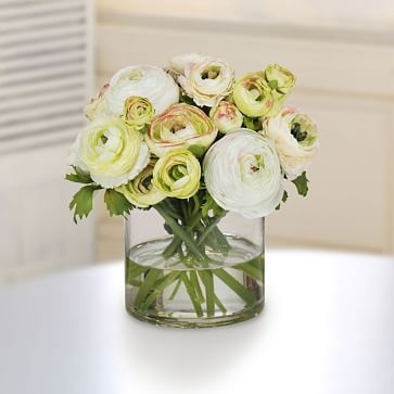 Faux Mixed Green Ranunculus in Vase - Image 0