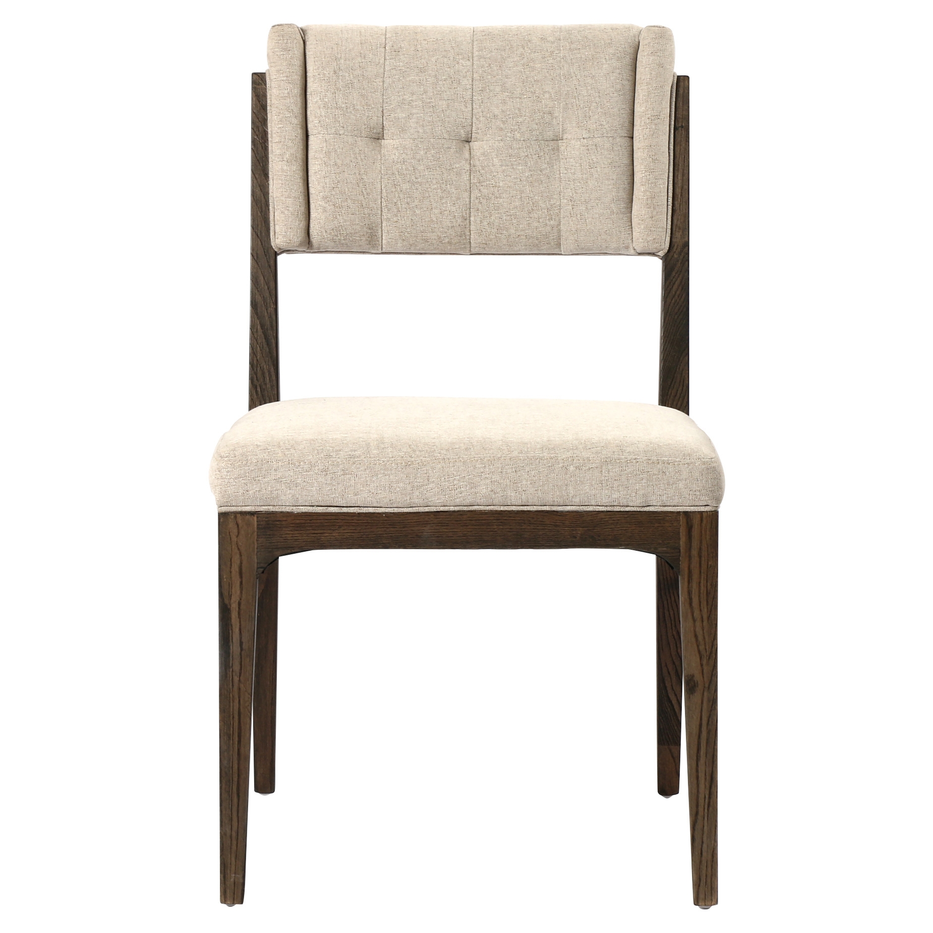 Arlene French Country Tuffed Beige Linen Upholstered Wood Dining Chair - Image 1