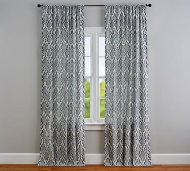 Addie Print Linen/Cotton Rod Pocket Curtain, Gray, 96 X 50" - Image 2