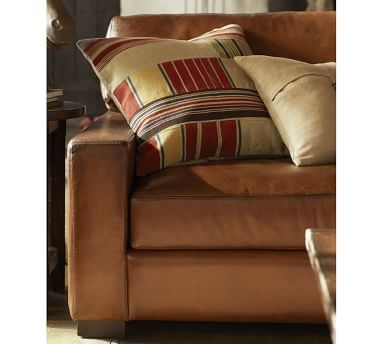 Turner Square Arm Leather Loveseat 73.5", Down Blend Wrapped Cushions, Nubuck Cocoa - Image 2