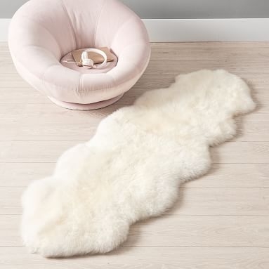 Double Sheepskin Rug, 2'x6', Light Gray - Image 3