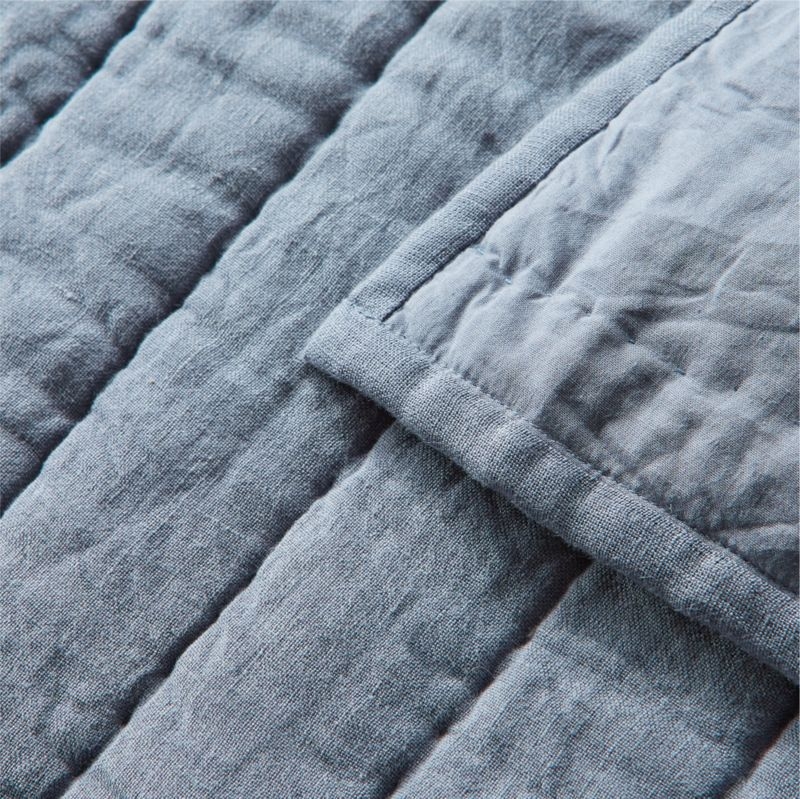Linen Dark Blue Twin Quilt - Image 1