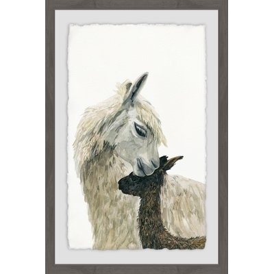 'Momma Llama' Framed Watercolor Painting Print - Image 0