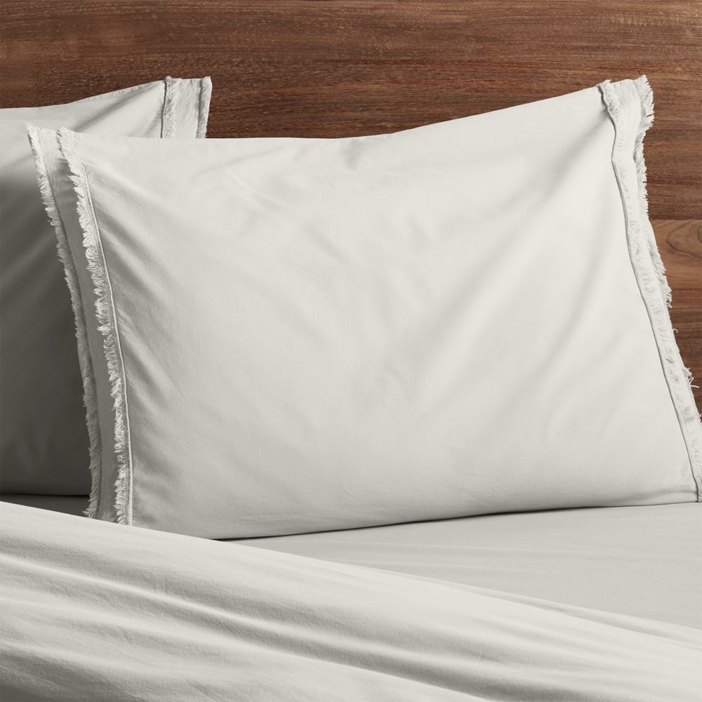 Organic Cotton Grey Eyelash Fringe Standard Pillow Sham - Image 0