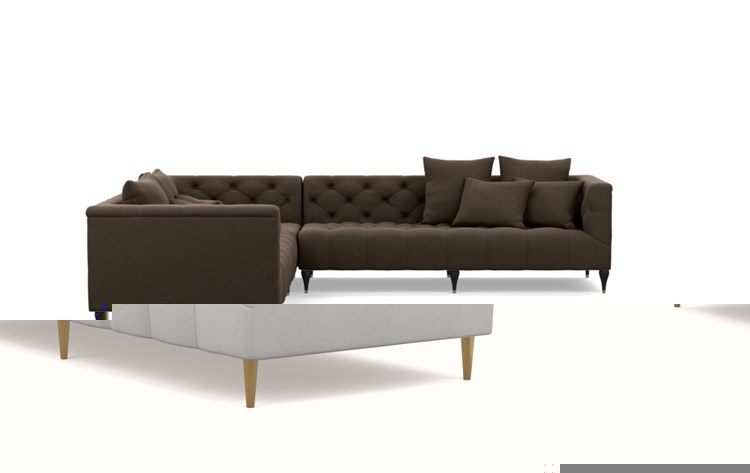 Ms. Chesterfield Sofa with Grey Ore Fabric and Brass Plated legs - Image 4