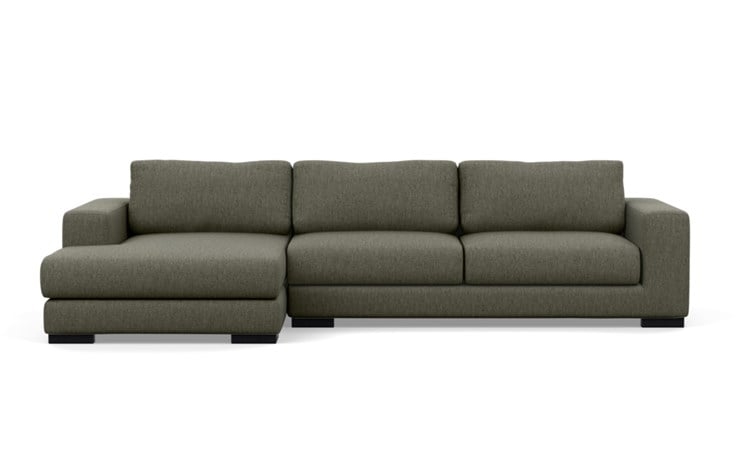 Henry Left Sectional with Grey Mushroom Fabric, extended chaise, and Matte Black legs - Image 0