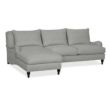 Carlisle English Arm Upholstered Right Arm Loveseat with Chaise Sectional, Polyester Wrapped Cushions, Basketweave Slub Ash - Image 3