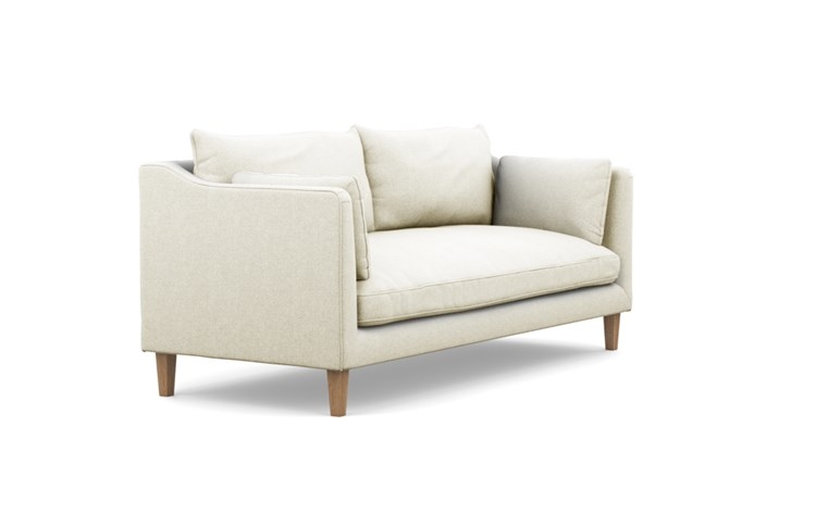Caitlin by The Everygirl Sofa with Vanilla Fabric, Natural Oak legs, and Bench Cushion - Image 1