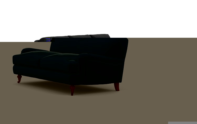 Rose by The Everygirl Sofa with Sapphire Fabric and Oiled Walnut with Brass Caster legs - Image 4