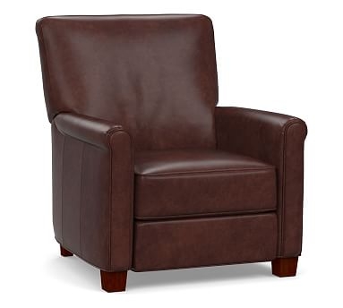 Irving Roll Arm Leather Power Recliner, Polyester Wrapped Cushions, Signature Whiskey - Image 2
