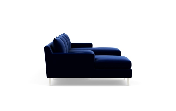Sloan U-Sectional with Oxford Blue Fabric and Matte White legs - Image 2