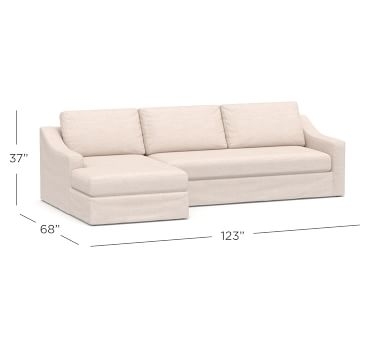 Big Sur Slope Arm Slipcovered Left Arm Grand Sofa with Chaise Sectional and Bench Cushion, Down Blend Wrapped Cushions, Twill White - Image 5