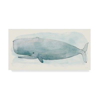 'Sea Life V Whale' Watercolor Painting Print on Wrapped Canvas - Image 0
