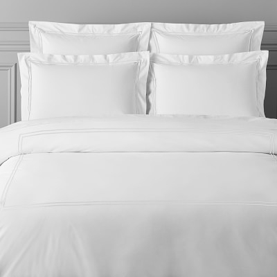 White Hotel Bedding, Duvet Cover, Full/Queen, White - Image 0