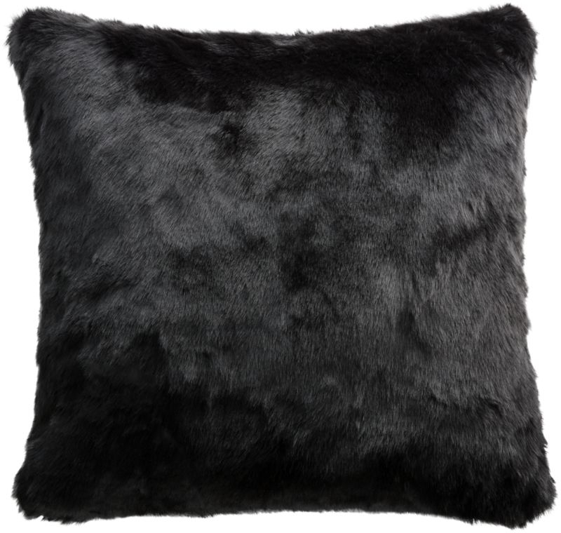 20" Black Faux Fur Pillow with Down-Alternative Insert - Image 4