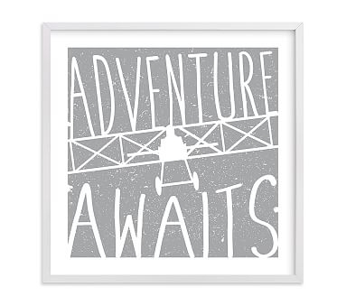 Adventure Awaits Vintage Airplane Wall Art by Minted(R), 16x16, White - Image 0