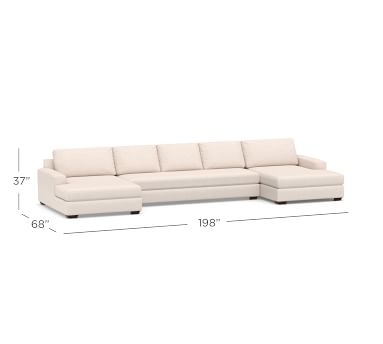 Big Sur Square Arm Upholstered U-Double Chaise Sofa Sectional with Bench Cushion, Down Blend Wrapped Cushions, Performance Chateau Basketweave Ivory - Image 1