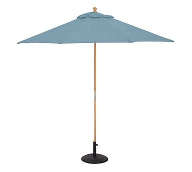 9' Teak Round Umbrella - Premium Sunbrella#0174; Horizon - Image 2