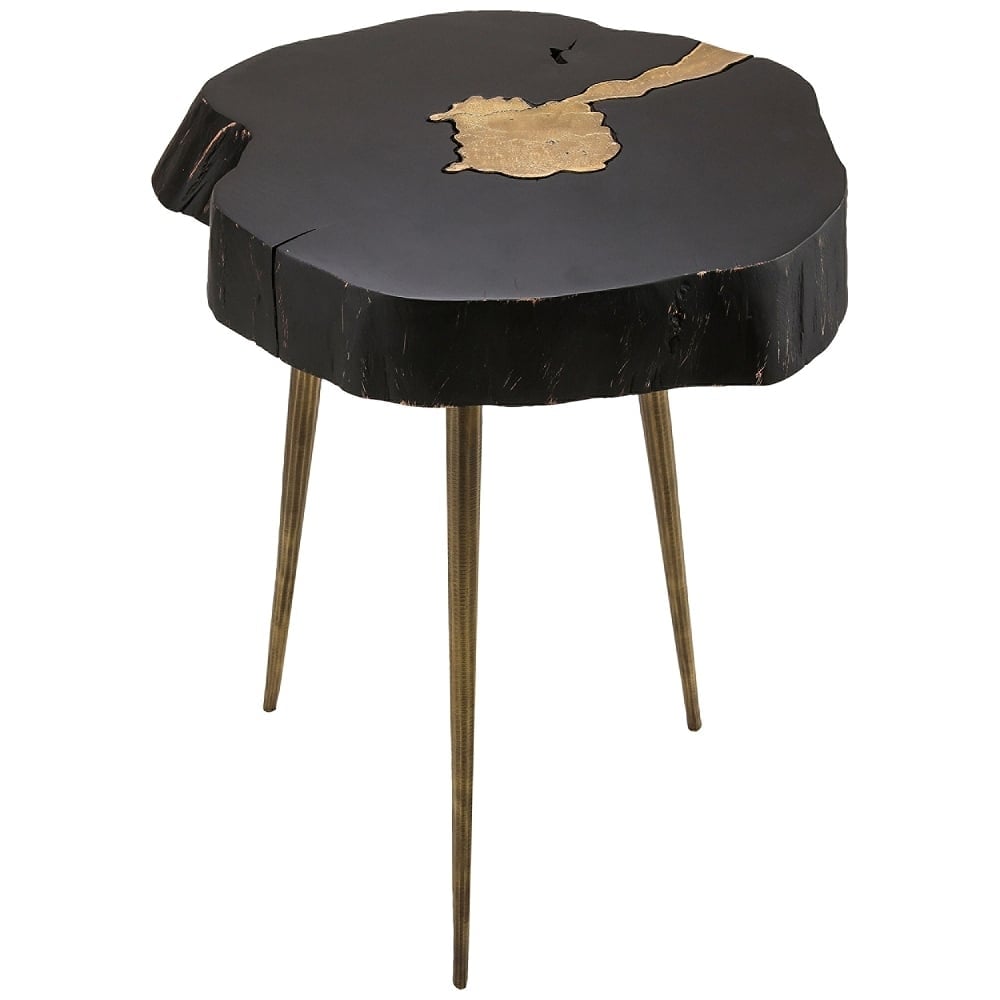 Timber Black and Brass Wooden Side Table - Style # 64T38 - Image 0