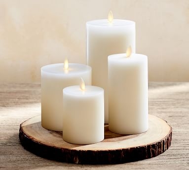 Premium Flickering Flameless Wax Pillar Candle, Set of 2, 3"x3.5" - White - Image 4