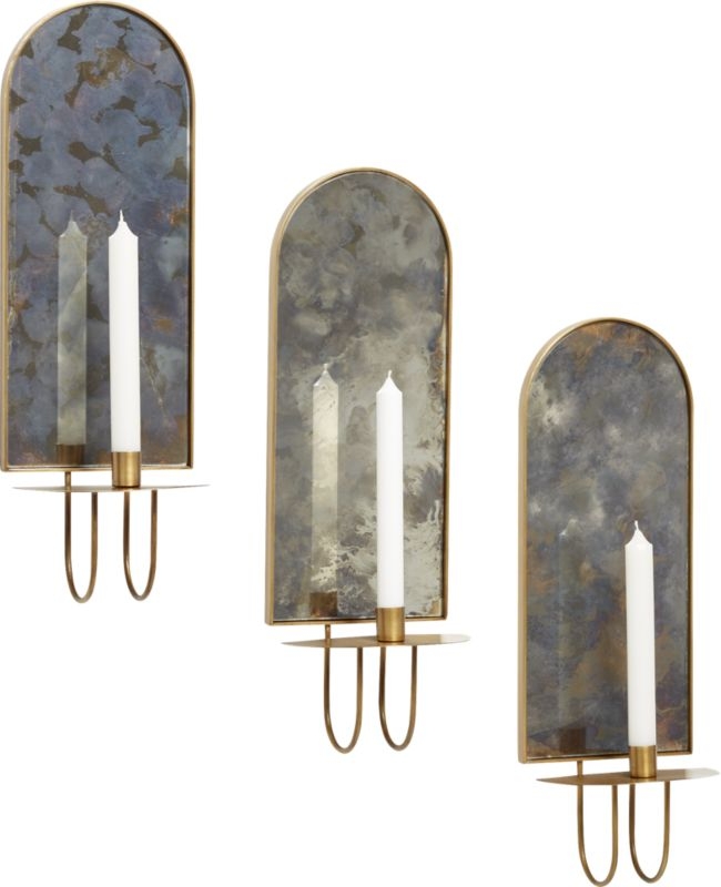Edin Antiqued Mirror Taper Candle Wall Sconce - Image 4
