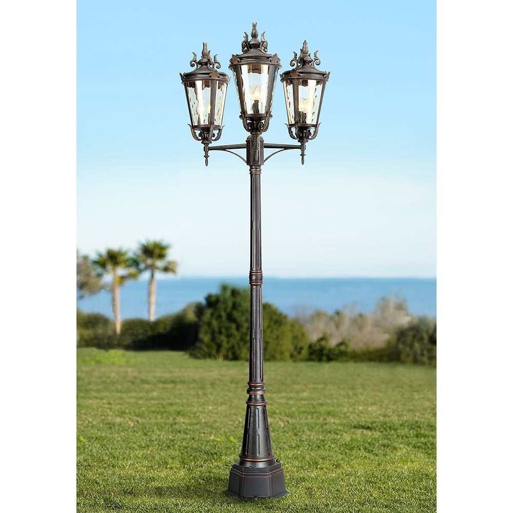 Casa Marseille 100" High Bronze Outdoor 3-Arm Post Light - Image 0
