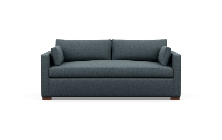 Charly Sofa with Blue Rain Fabric, double down cushions, and Oiled Walnut legs - Image 0