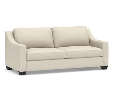 York Slope Arm Upholstered Sofa 80", Down Blend Wrapped Cushions, Performance Brushed Basketweave Ivory - Image 0