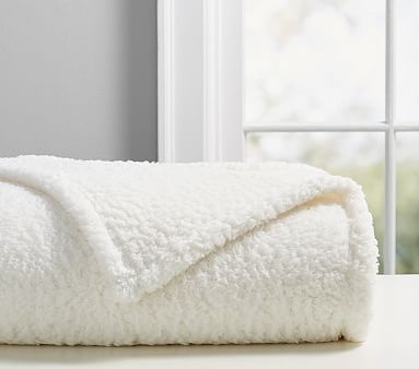Sherpa Bed Blanket, Twin, Ivory - Image 0