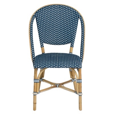 French Bistro Dining Side Chair, Natural Rattan, Grey/White - Image 1