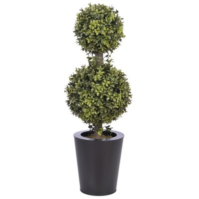 Faux 2-Ball Boxwood Topiary in Planter - Image 0