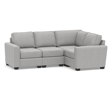 SoMa Fremont Square Arm Upholstered 4-Piece L-Shaped Sectional, Polyester Wrapped Cushions, Sunbrella(R) Performance Chenille Fog - Image 0