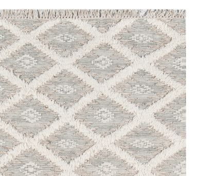 Elba Handwoven Flatweave Wool Rug, 2.3 x 7.10', Grey/Ivory - Image 1