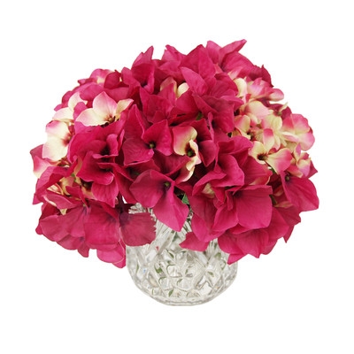 Cylinder Hydrangea Bouquet Crystal Vase - Image 0