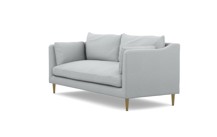Caitlin by The Everygirl Sofa with Ore Fabric, Brass Plated legs, and Bench Cushion - Image 4