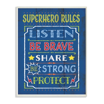 'Superhero Rules' Textual Art Wall Plaque - Image 0