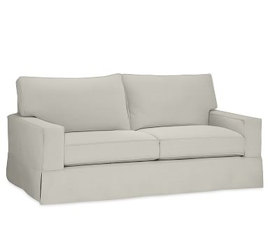 PB Comfort Square Arm Slipcovered Grand Sofa 87", Box Edge, Memory Foam Cushions, Basketweave Slub Oatmeal - Image 2