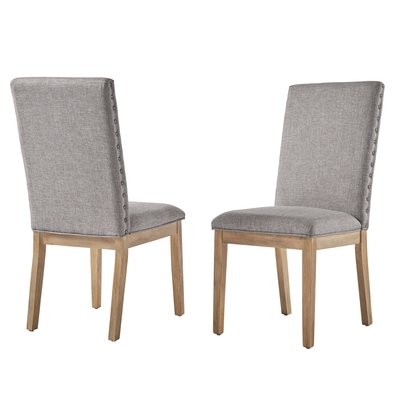 Tamarack Linen Nailhead Upholstered Dining Chair (Set of 2). Gray - Image 0