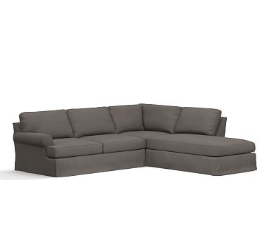 Townsend Roll Arm Slipcovered Left 3 Bumper Sectional, Polyester Wrapped Cushions, Twill Metal Gray - Image 2
