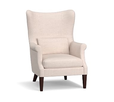 Champlain Upholstered Wingback Armchair, Polyester Wrapped Cushions, Basketweave Slub Ivory - Image 0