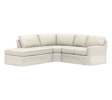 Buchanan Square Arm Slipcovered Right 3-Piece Bumper Sectional, Polyester Wrapped Cushions, Washed Canvas Ivory - Image 2
