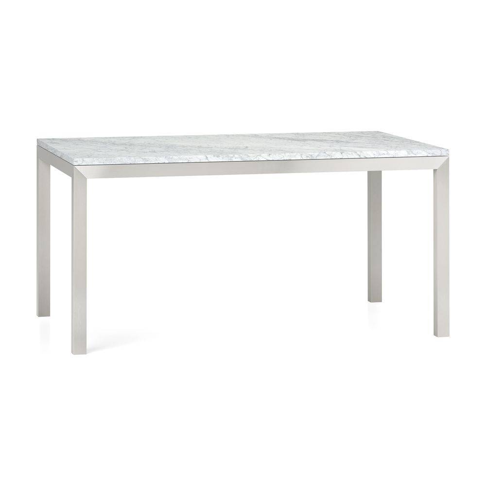 Parsons White Marble Top/ Stainless Steel Base 60x36 Dining Table - Image 0